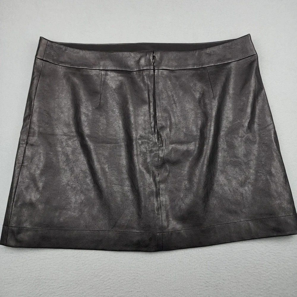 J.Crew Skirt Womens 20 Black Faux Leather Mini Pencil Lined Zip Back Casual